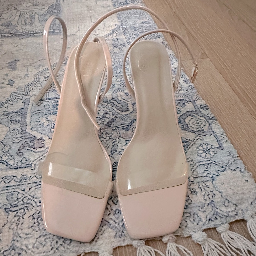 Light pink clear heels. Size 7. Used once. See photos.